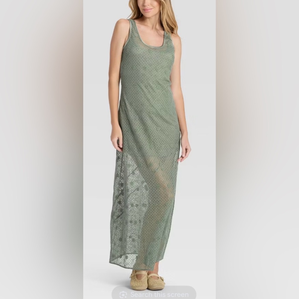 Women’s  Sleeveless Lace Maxi A-Line Dress-M